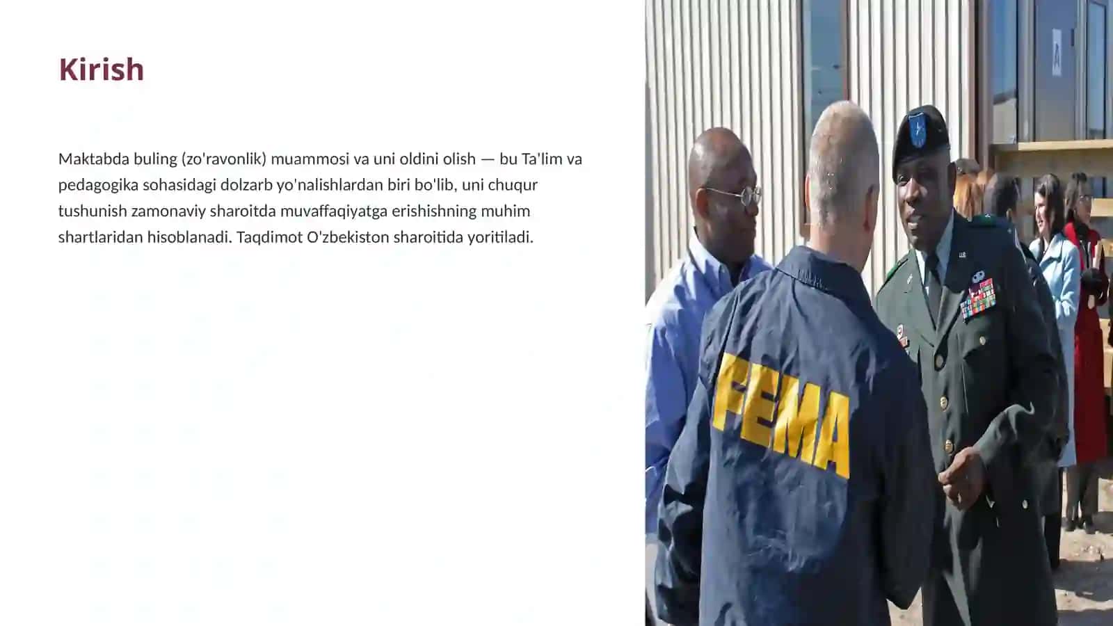 Maktabda buling (zo'ravonlik) muammosi va uni oldini olish — ta'lim va pedagogika 3