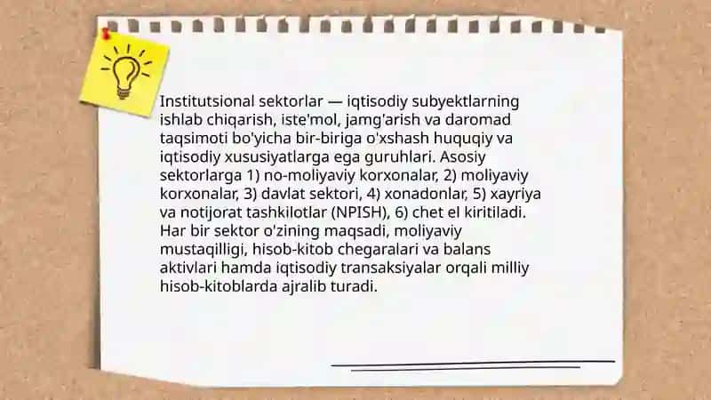 Institutsional sektorlar va MHT 3