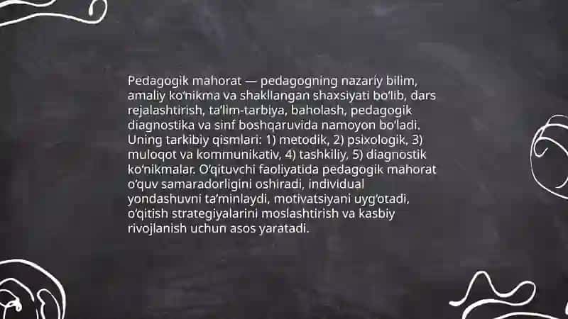 Pedagogik mahorat haqida tushuncha va using òqituvchi faoliyatida tutgan òrni 3