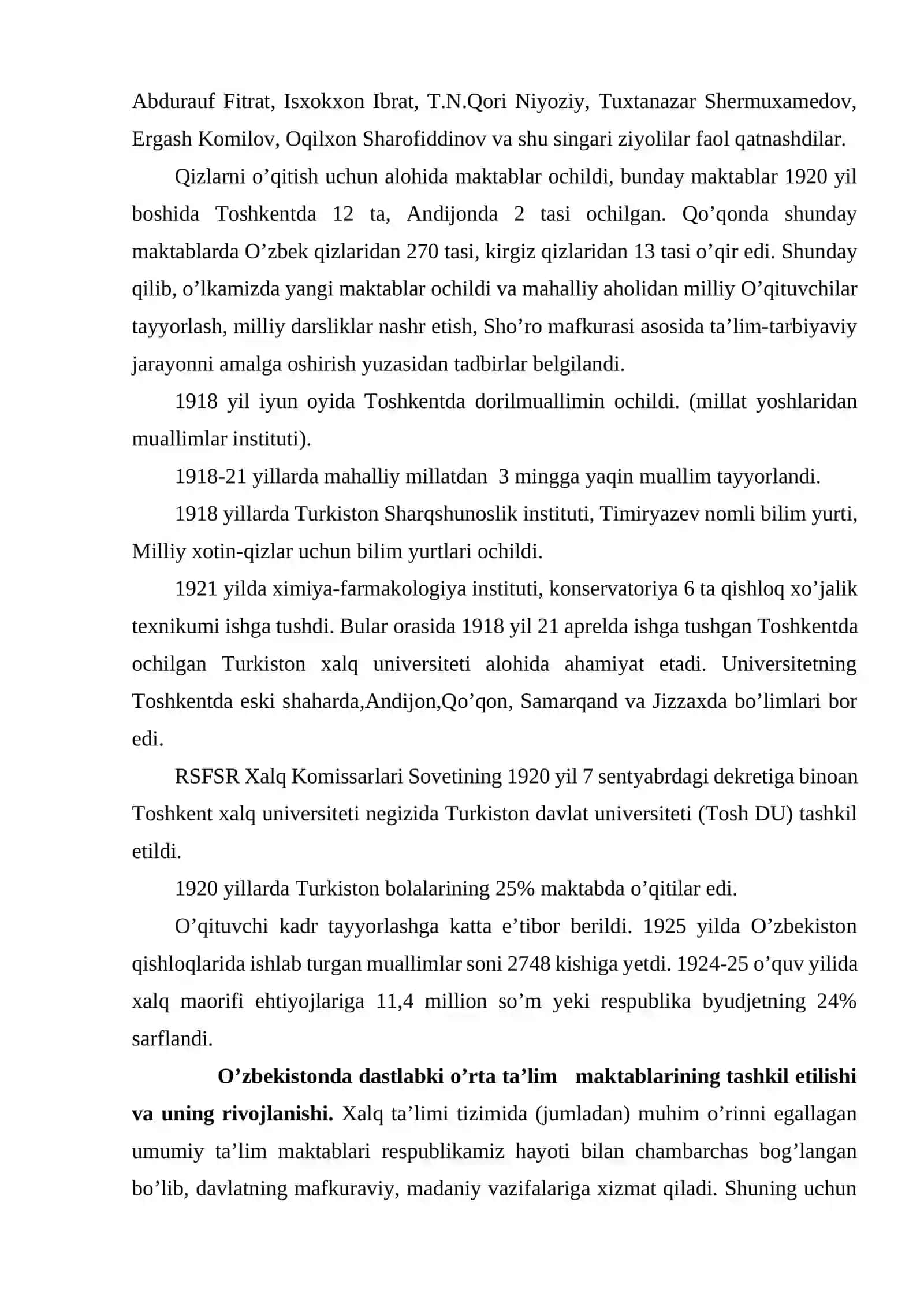 Sho’ro hukmronligi davrida O’zbekiston xalq ta’lim tizimi va pedagogika fanining rivoji 3