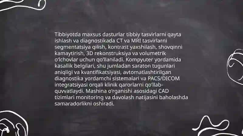 Tibbiyotda maxsus dasturlar (tibbiy tasvirlarni qayta ishlash va diagnostika) 3