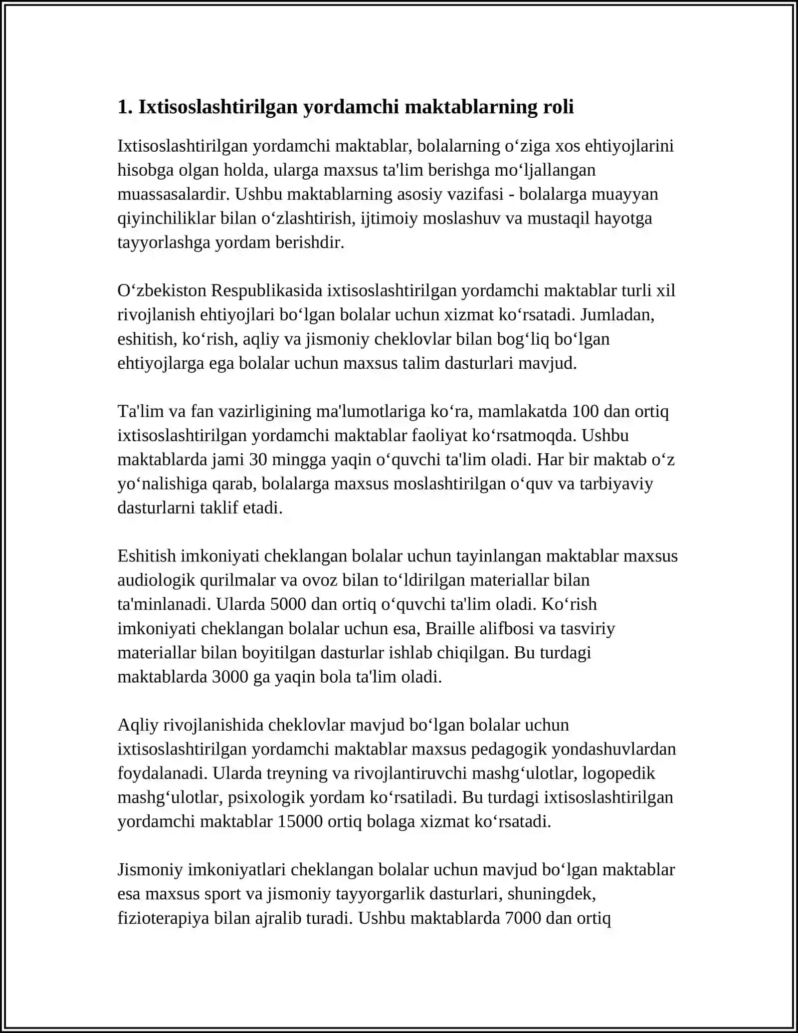 IXTOSOSLASHTIRILGAN YORDAMCHI MAKTAB O'QUVCHILARINI OILAGA TAYYORLASH 3