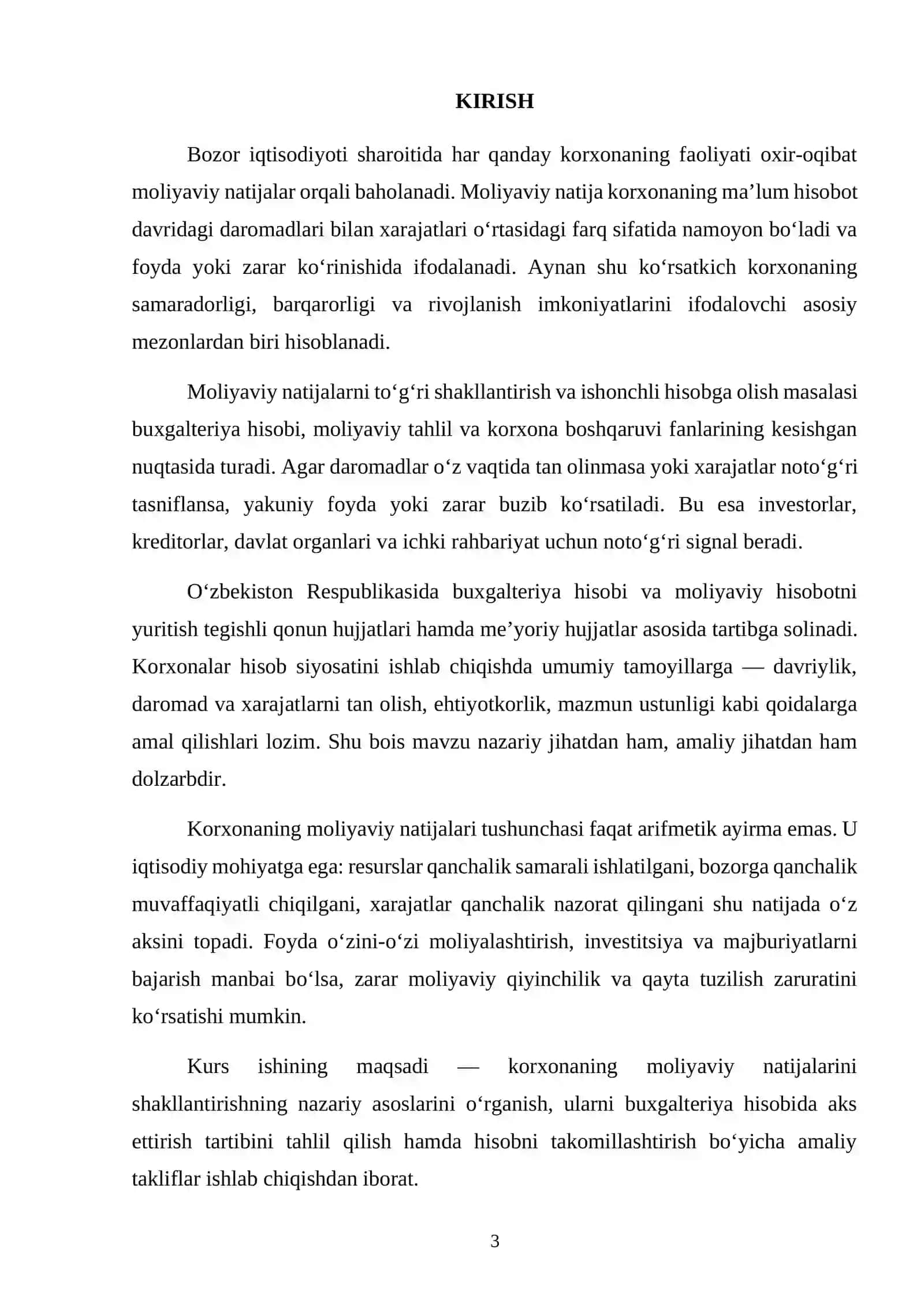 KORXONANING MOLIYAVIY NATIJALARINI SHAKLLANTIRISH VA HISOBGA OLISH 3