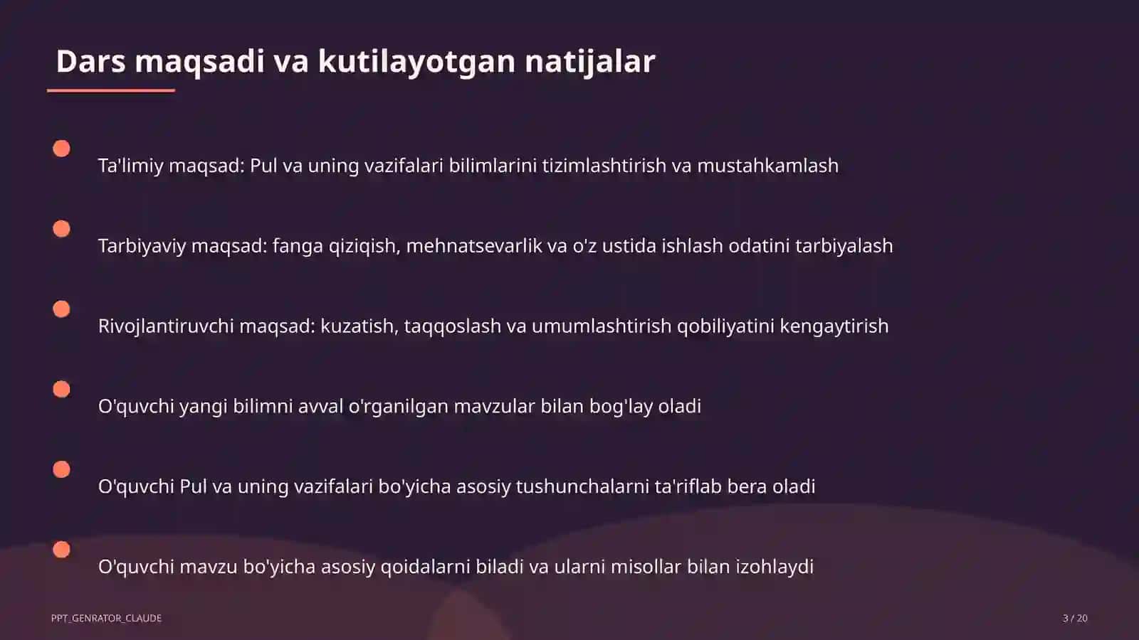 Pul va uning vazifalari (9-sinf) 3