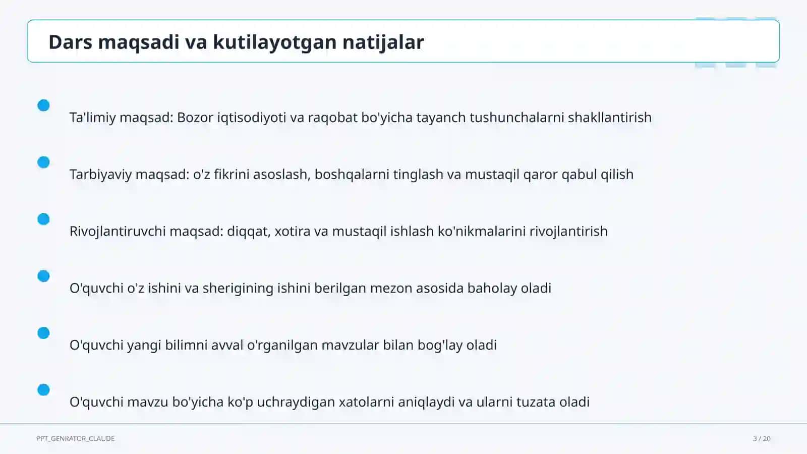 Bozor iqtisodiyoti va raqobat (10-sinf) 3