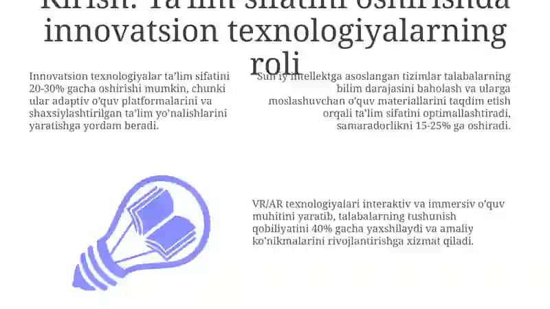 Innovatsion texnologiyalarta'lim sifatini oshirish manbaisi sifatida 3