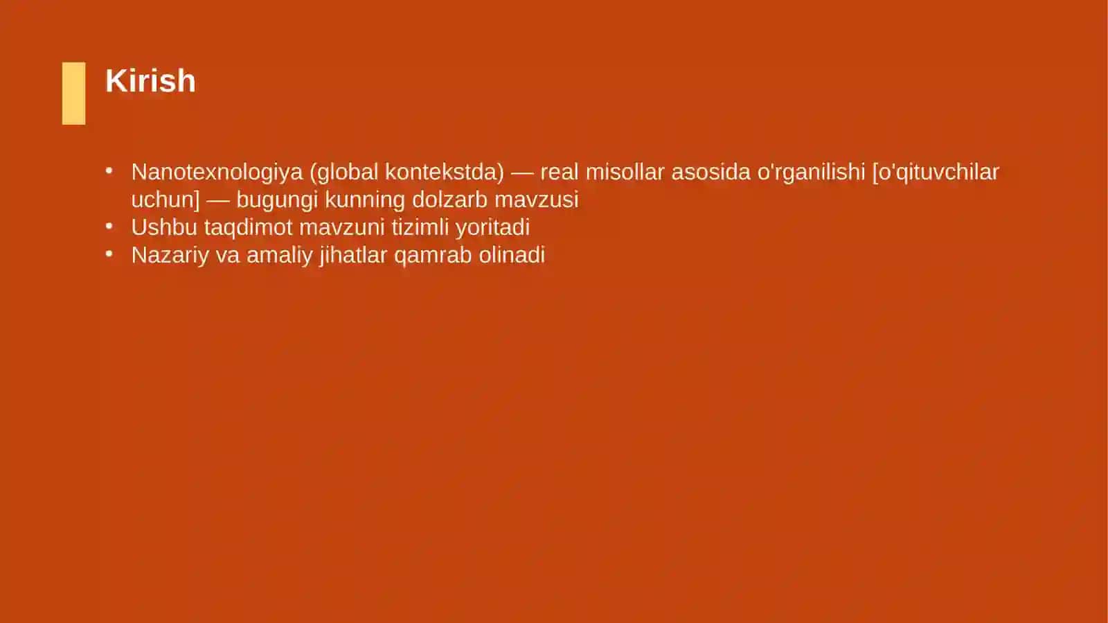 Nanotexnologiya (global kontekstda) — real misollar asosida o'rganilishi [o'qituvchilar uchun] 3