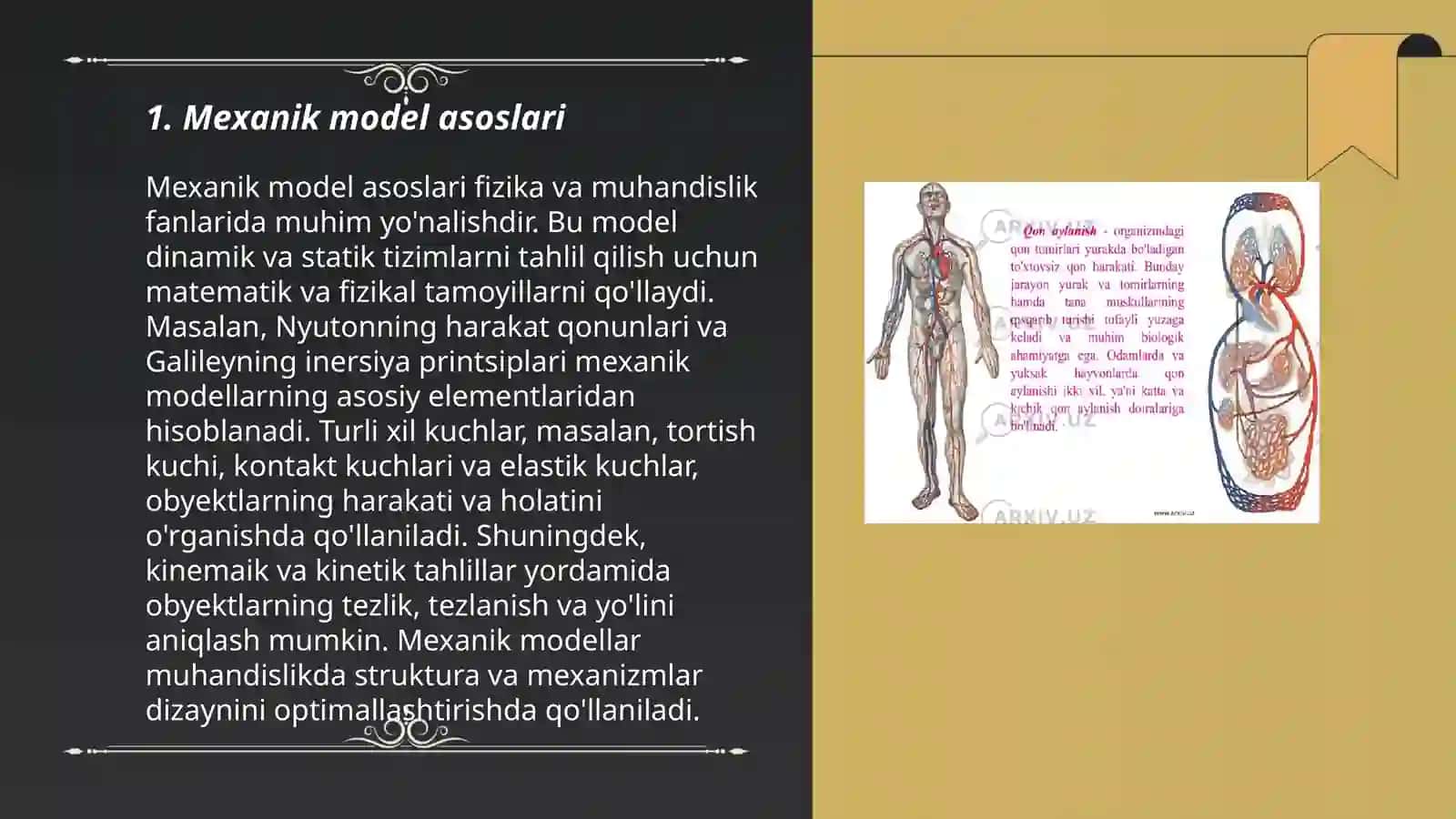 Qon aylanishining mexanik va elektrik modellari.Bosimni tarmoqlangan naylar sistemasidagi tarqalish qonuniyatlari 3