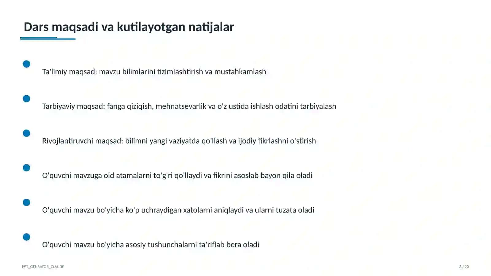Blum taksonomiyasi va o'quv maqsadlari 3