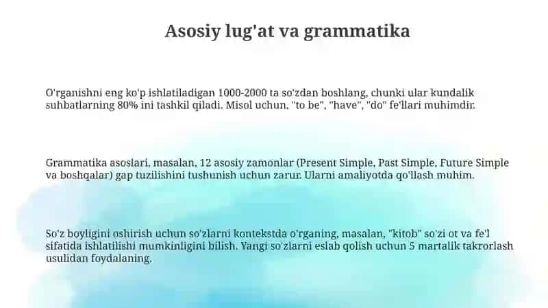 Ingliztili so'zlashishni o'rgatish usullari 3