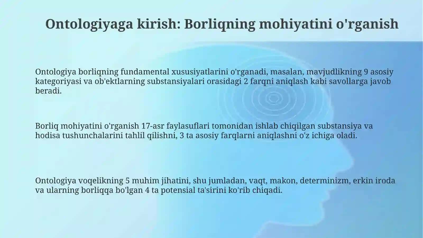 Ontologiyaga kirish: Borliqning mohiyatini o'rganish 3