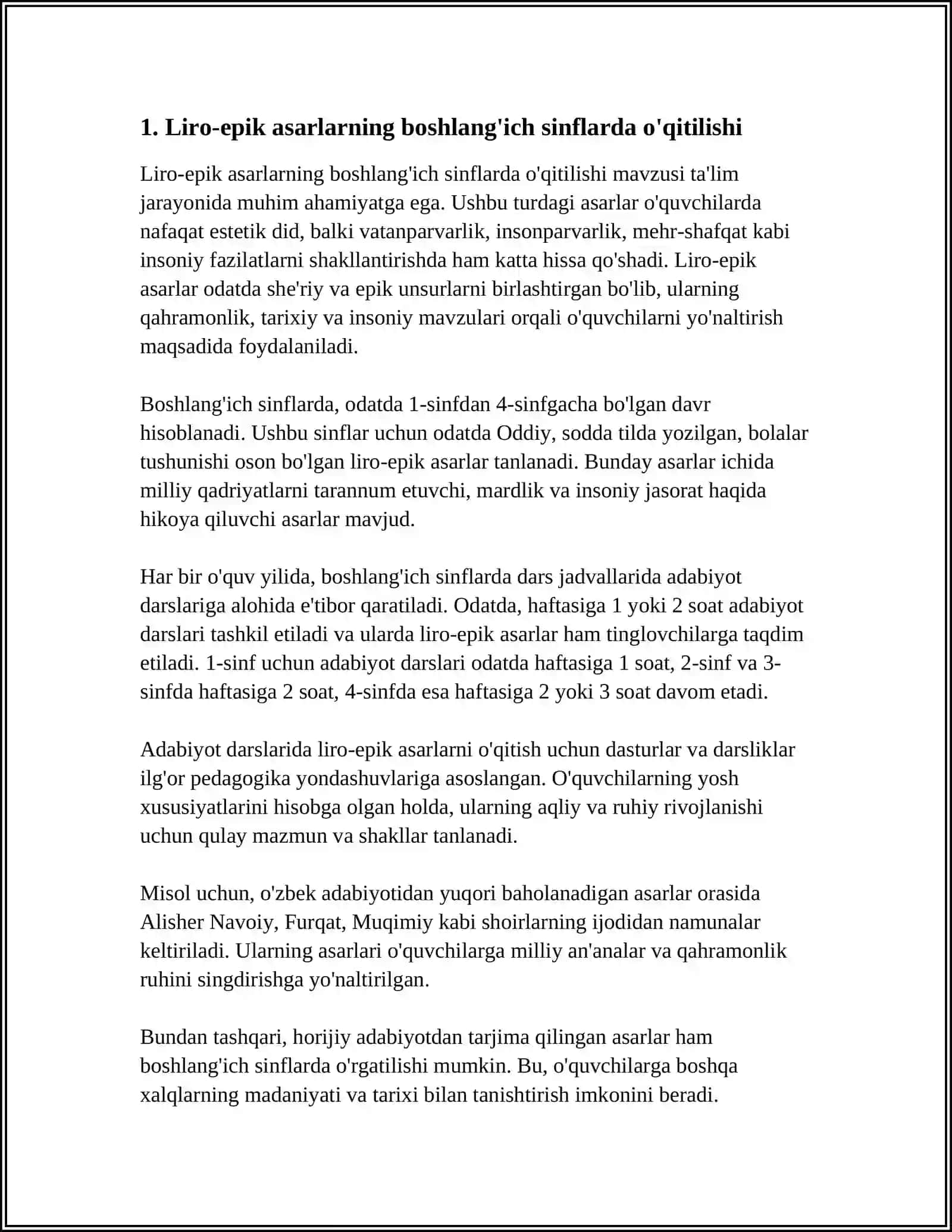 BOSHLANGʻICH SINFLARDA LIRO _EPIK ASARLAR USTIDA ISHLASH UCHUN METODIK TAFSIYALAR ISHLAB CHIQARISH (1 _2 SINFLAR) 3