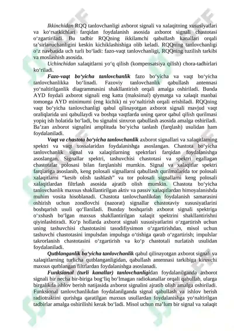 8-MA’RUZA: RADIOLOKATSIYA TIZIMLARIGA TA’SIR ETUVCHI XALAQITLARDAN HIMOYALANISH 3