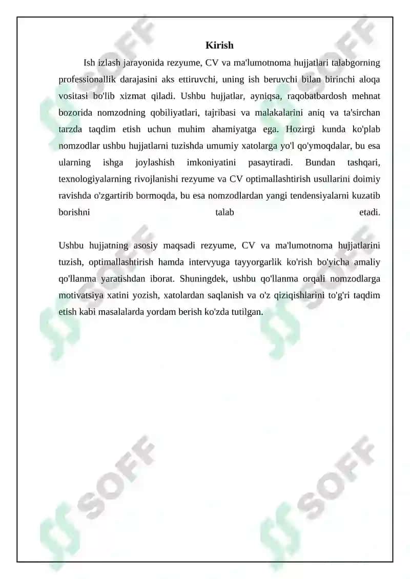 Rezyume, CV, Ma’lumotnoma hujjatlari 3