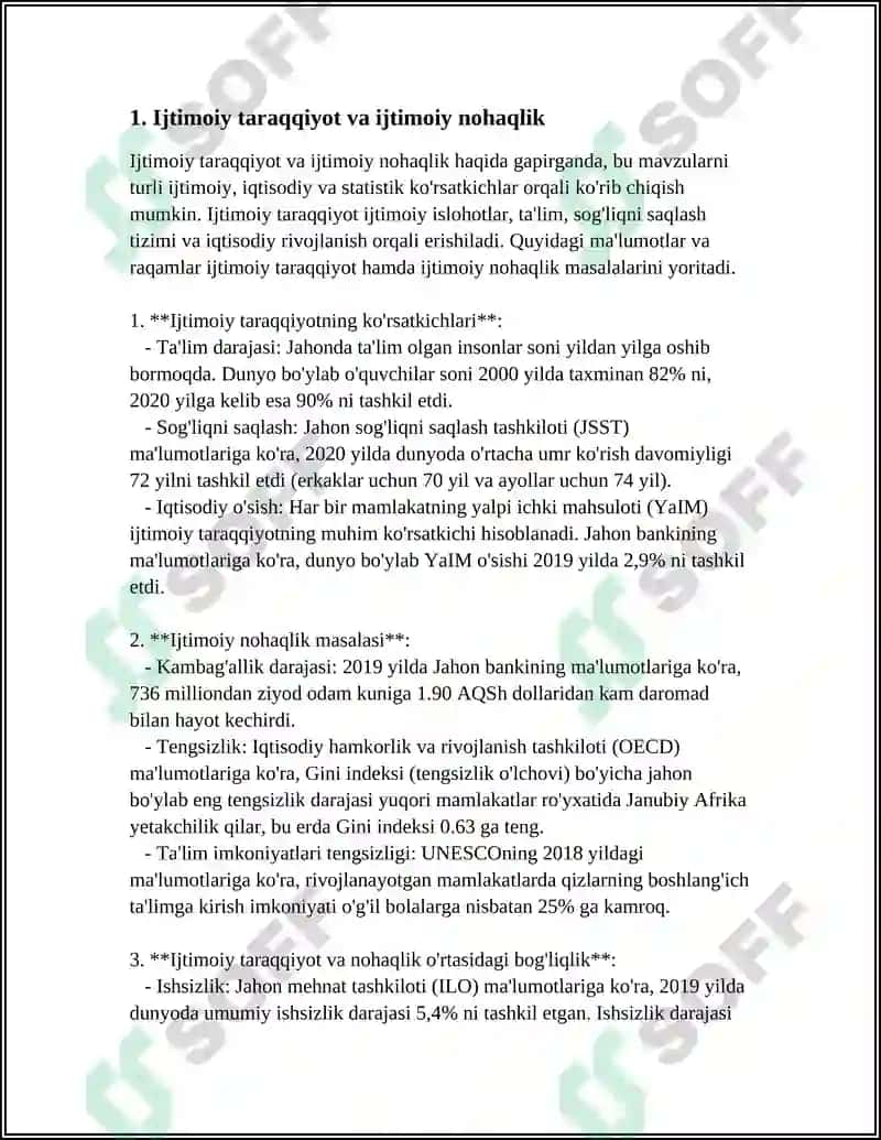 Ijtimoiy Taraqqiyot va Ijtimoiy Nohaqlik 3