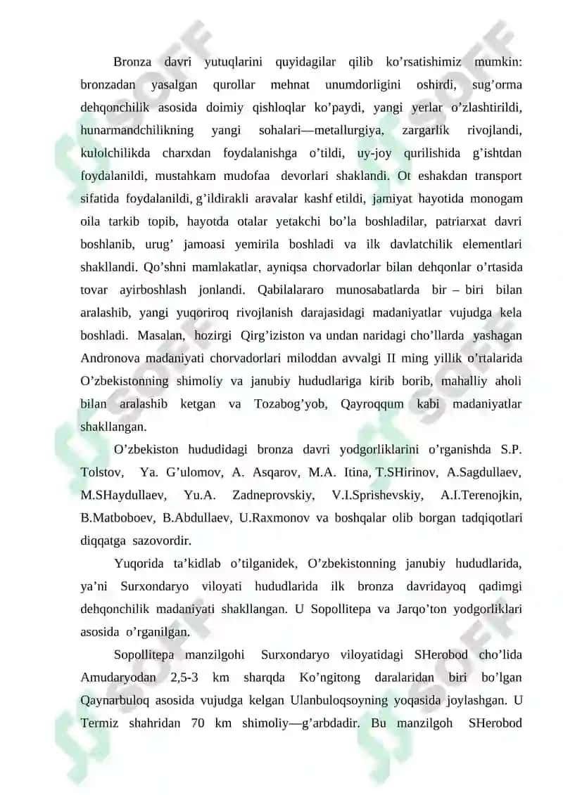Bronza davri va uning o’rganilishi 3