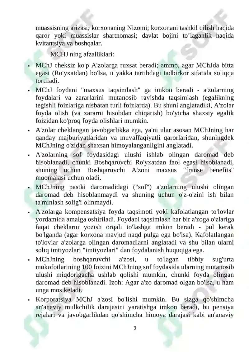 Mchj amaliyot hisoboti 3