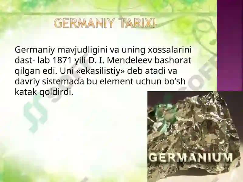Germaniy elementi haqida fan 3