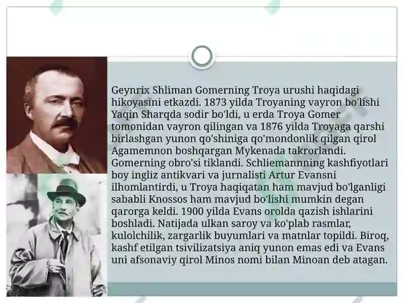 Shliman va Evans faoliyati 3