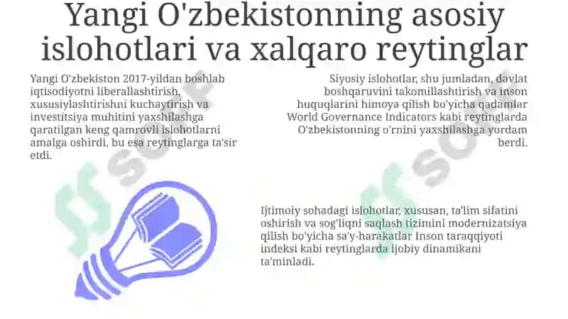 Yangi O'zbekistonning rivojlanishining xalqaroreytinglardaaksetishi 3