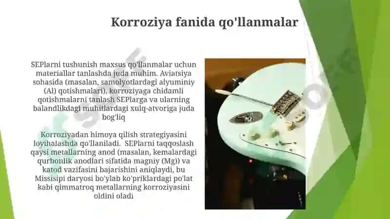 Metallarning standart elektrkimyoviy potensiallari qatori va uni qõllanishi 3