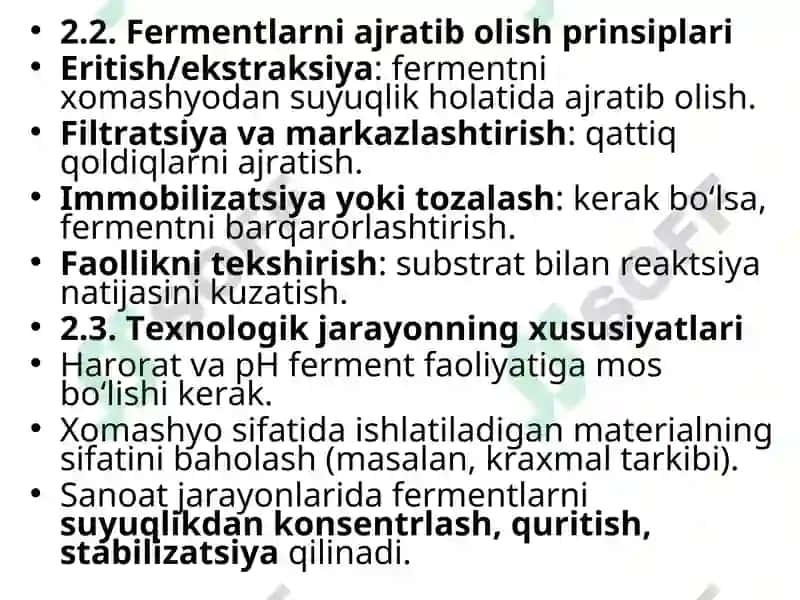 O‘SIMLIK VA HAYVON MAHSULOTLARIDAN XOMASHYO SIFATIDA FOYDALANIB FERMENT PREPARATLARINI AJRATIB OLISH TEXNOLOGIYASI 3
