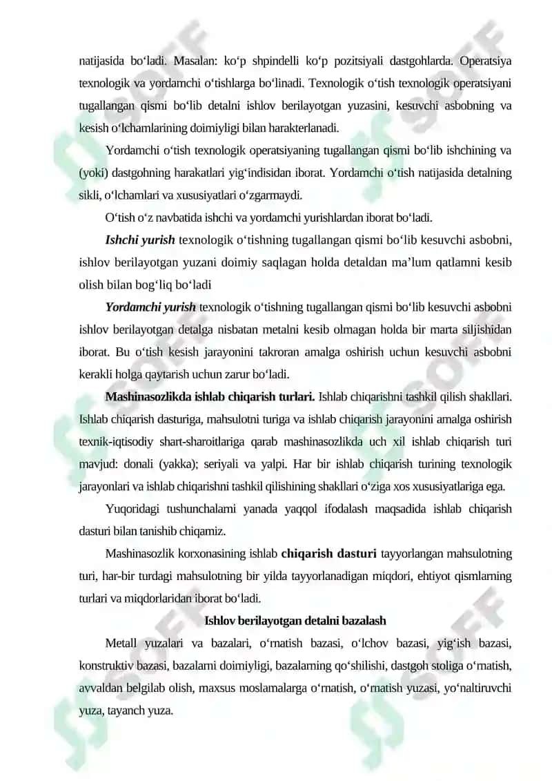 MASHINASOZLIKDA DETALLAR TAYYORLASH TEXNOLOGIK JARAYONLAR MARSHRUT REJALARINI TUZISH 3