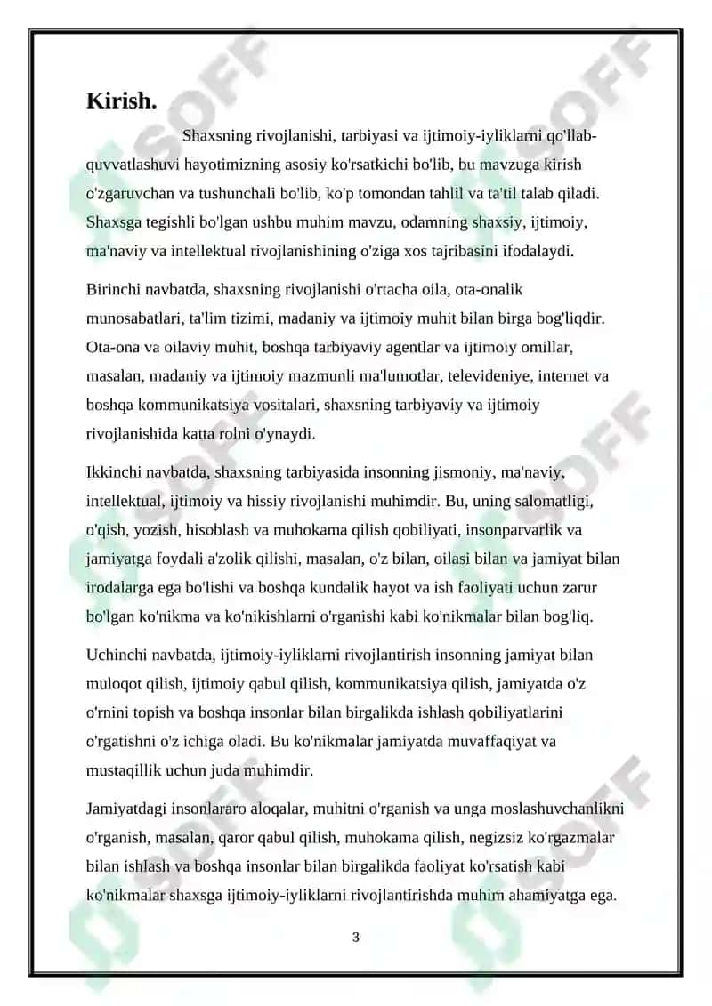 Shaxsning rivojlanishi, tarbiyasi vaijtimoiylashuvi 3