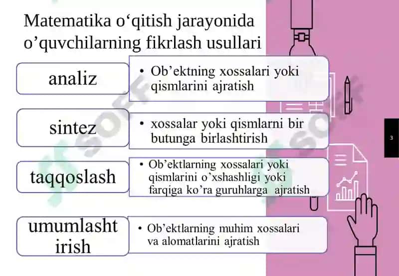 Matematika o‘qitishjarayonini tashkil etish shakl va vositalari 3