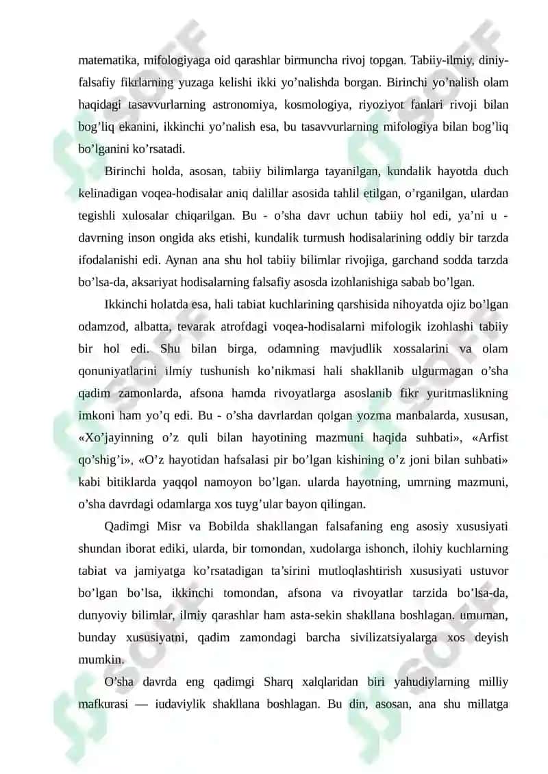 Qadimgi sharqda asotiriy tasavvurlar va falsafiy bilimlarning paydo bo’lishi 3