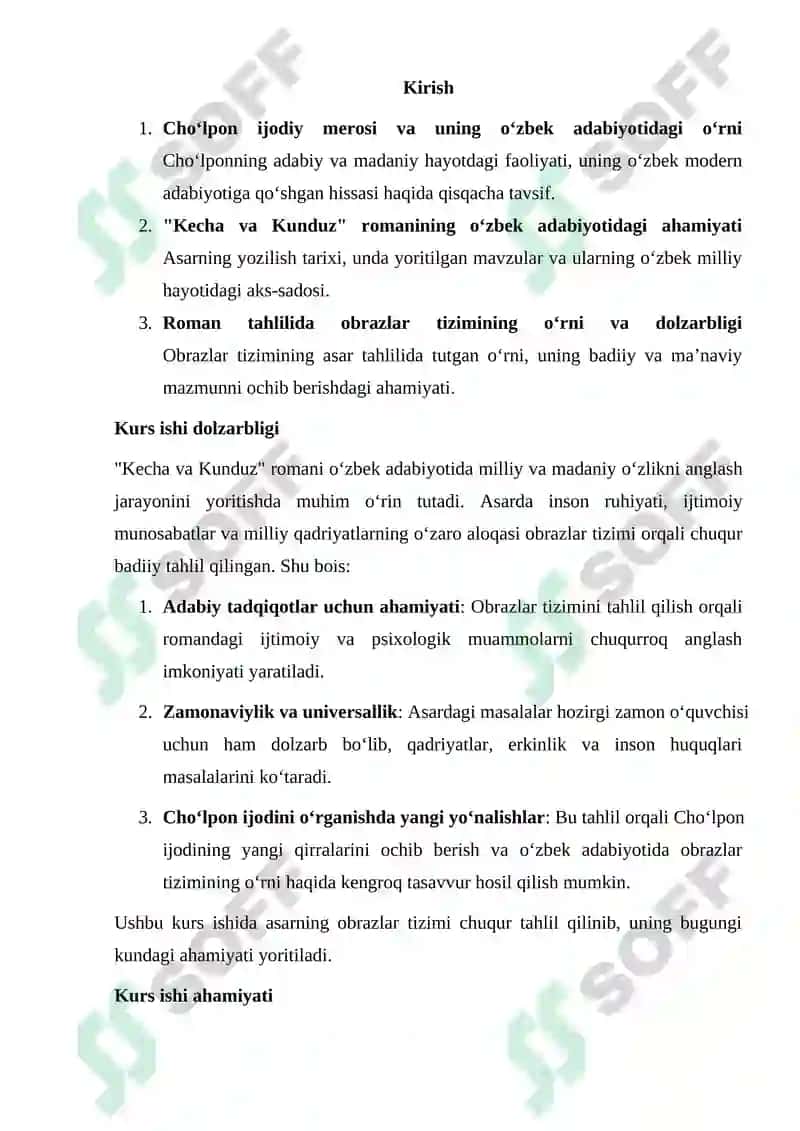 Cho'lponning Kecha va kunduz asarini obrazlar tizimi orqali tahlil qilish 3