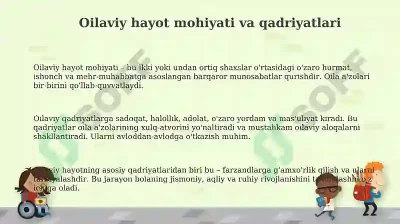 Oilaviy xayot va unga yoshlarga tayyorlash 3