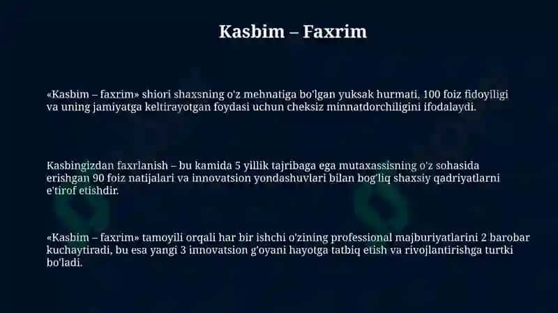 Mening kasbim fahrim 3