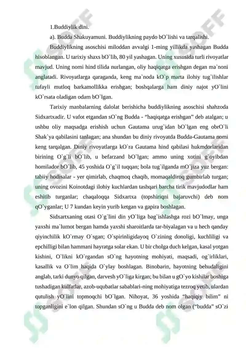BUDDAVIYLIK DININING PAYDO BO'LISH TARIXI, ASOSIY TA'LIMOTLARI, OQIMLARI VA MANBALARI 3