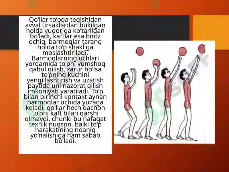 To'pni pastdan va yuqoridan o'yinga kiritish texnikasini takomillashtirishjismoniy 3
