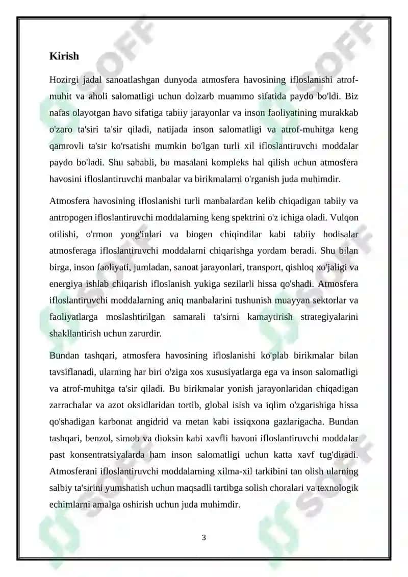 ATMOSFERA HAVOSINI IFLOSLANTIRUVCHI MANBALAR VA BIRIKMALARNI AJRATING 3
