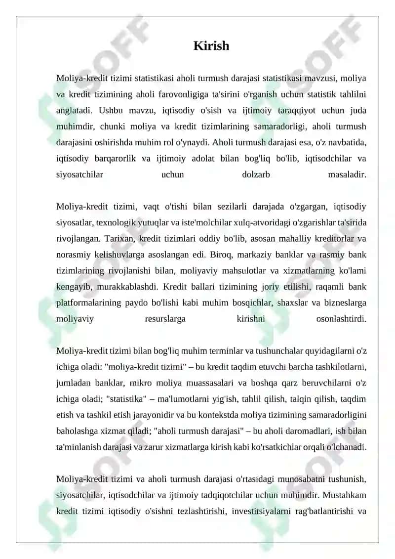 Moliya-kredit tizimi statistikasi aholi turmush darajasi statistikasi 3