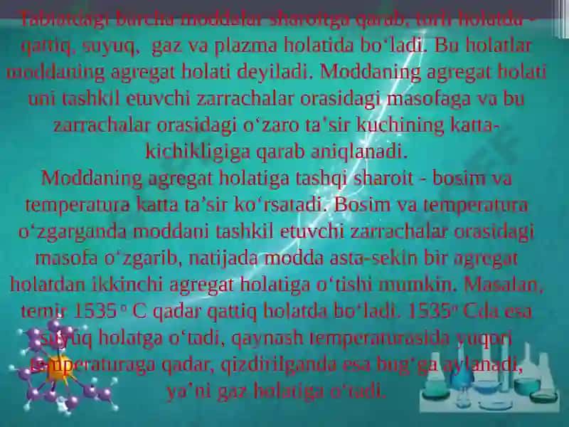 Moddalarning AGREGAT holatlari 3