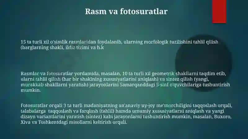 Vizual vositalar va ularning tahlil va sintez jarayonlarida qo'llanishi 3