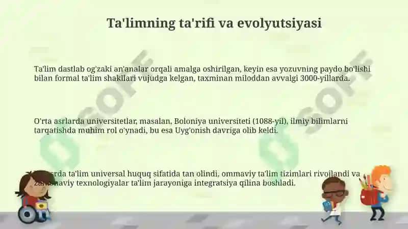 Ta'limning ta'rifi va evolyutsiyasi 3