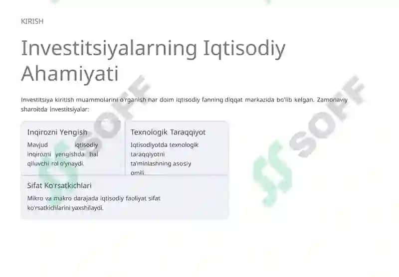 Investitsiyalar va Innovatsiyalar Faniga Kirish 3