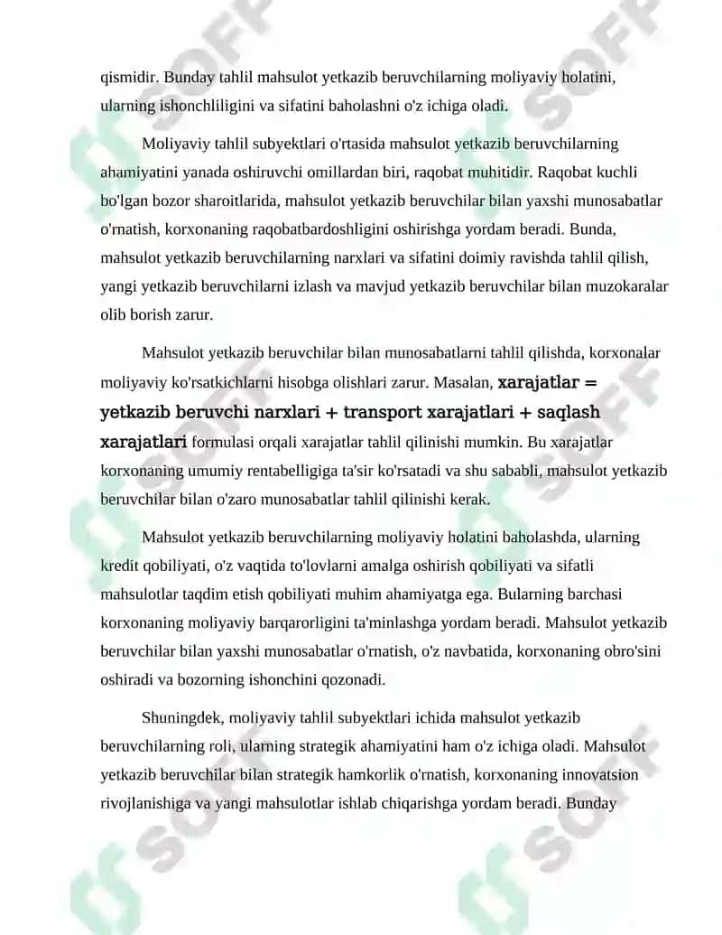 Moliyaviy tahlil subyektlari mahsulot yetkazib beruvchilar 3