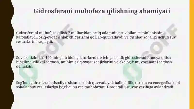 Gidrosferani muhofaza qilish 3