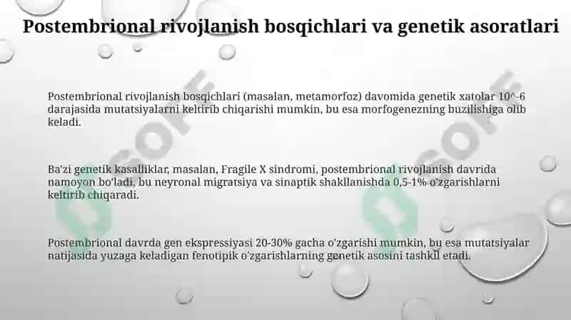 Postembrional rivojlanish va atrof-muhit ifloslanishi genetika 3