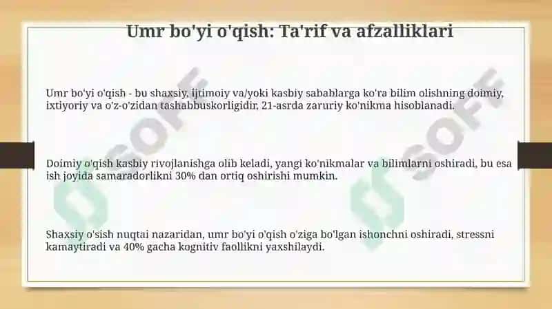 Umr bo'yi o'qish: Ta'rif va afzalliklari 3
