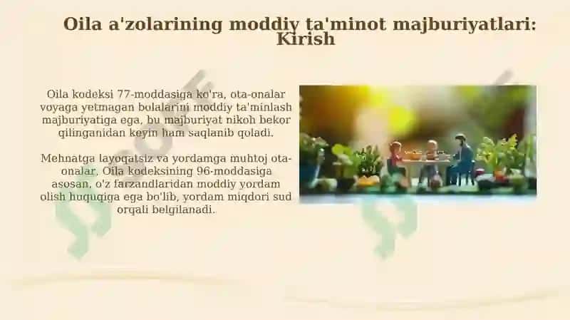 OILA AʼZOLARINING VA BOSHQA SHAXSLARNING ALIMENT MAJBURIYATLARI 3