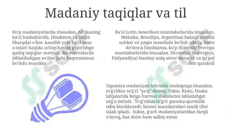 Madaniy taqiqlar va til 3