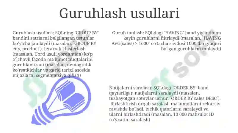 Guruhlash usullari 3