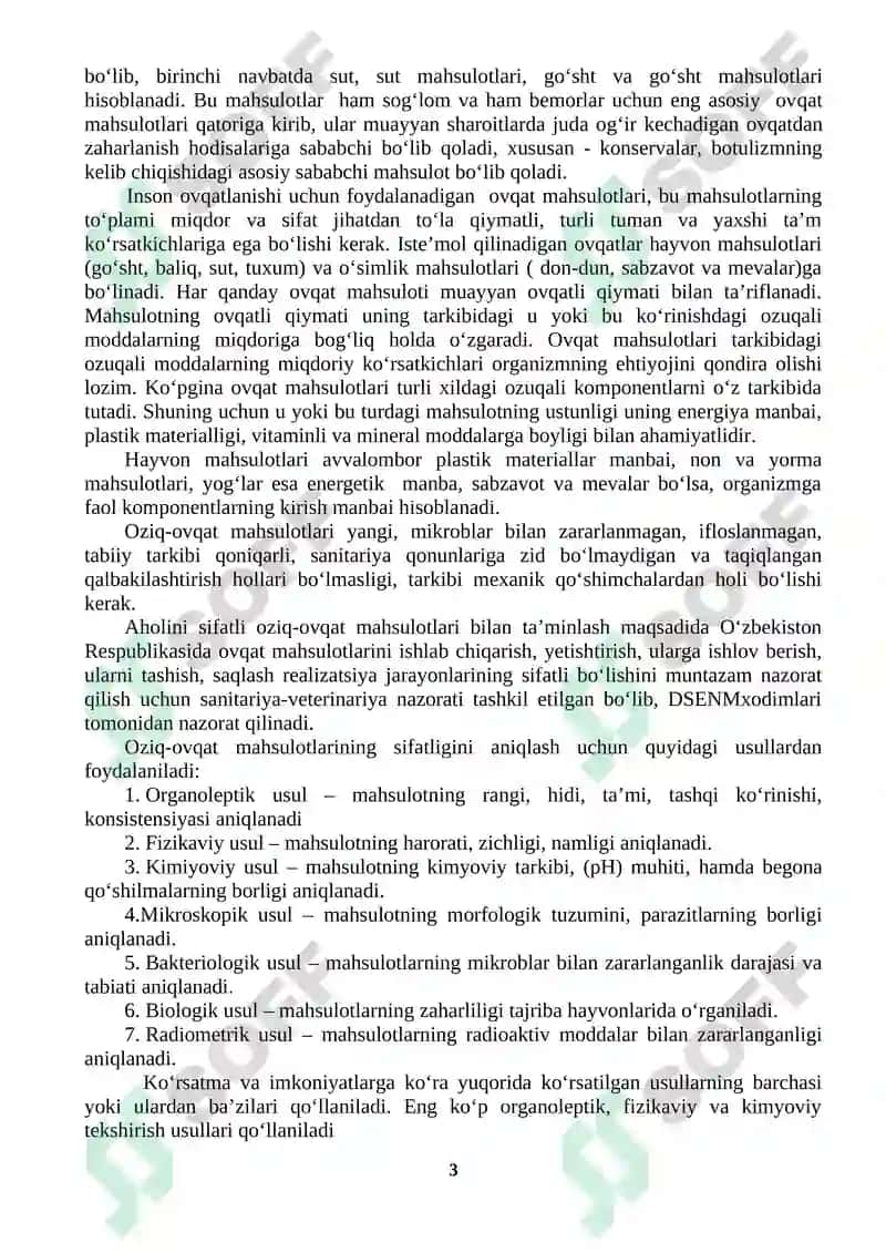 TEZ BUZILUVCHI OVQAT MAHSULOTLARINING TO‘LA SIFATLILIGINI BAHOLASH 3
