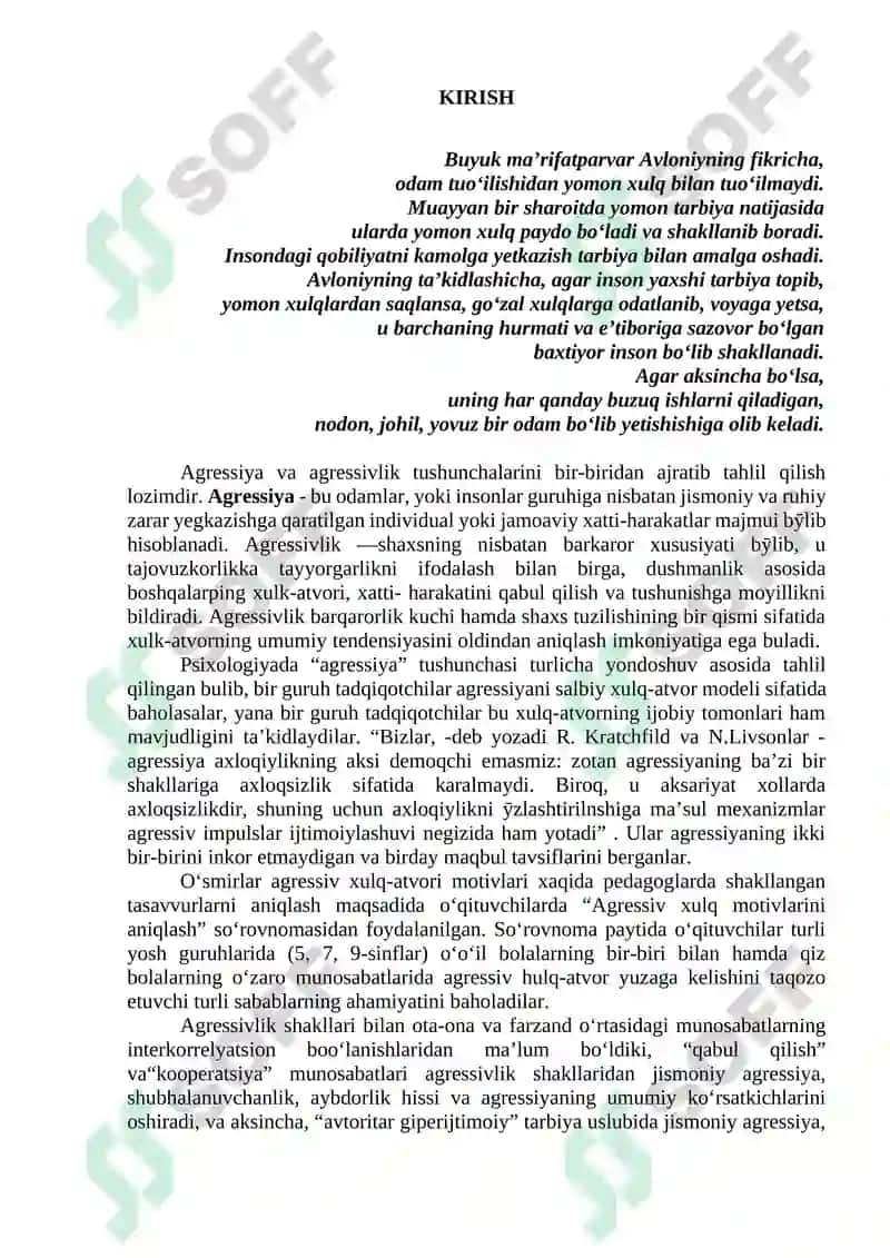 Agressiv (Tajovuzkor) Xatti-Harakatlar 3